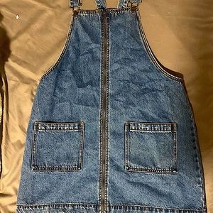 Blue Jean Overall Zip Up Dress